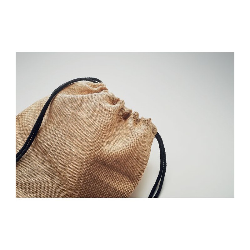 Sac à cordon en juteCouleur:Noir