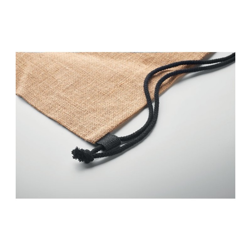 Sac à cordon en juteCouleur:Noir