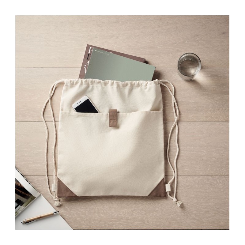 Sac à cordon en coton recycléCouleur:Beige