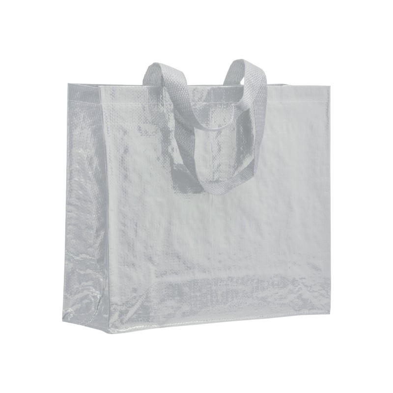 Shopper avec soufflet en PP laminé 120g/m2, anses longues en rubanCouleur:Blanc