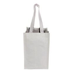 Shopper porte-bouteilles (4) en PP laminé 120g/m2, anses courtes en rubanCouleur:Blanc