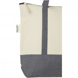 Sac shopping à fermeture éclair 10 L en coton recyclé 320 g/m² Repose Couleur:Naturel et gris