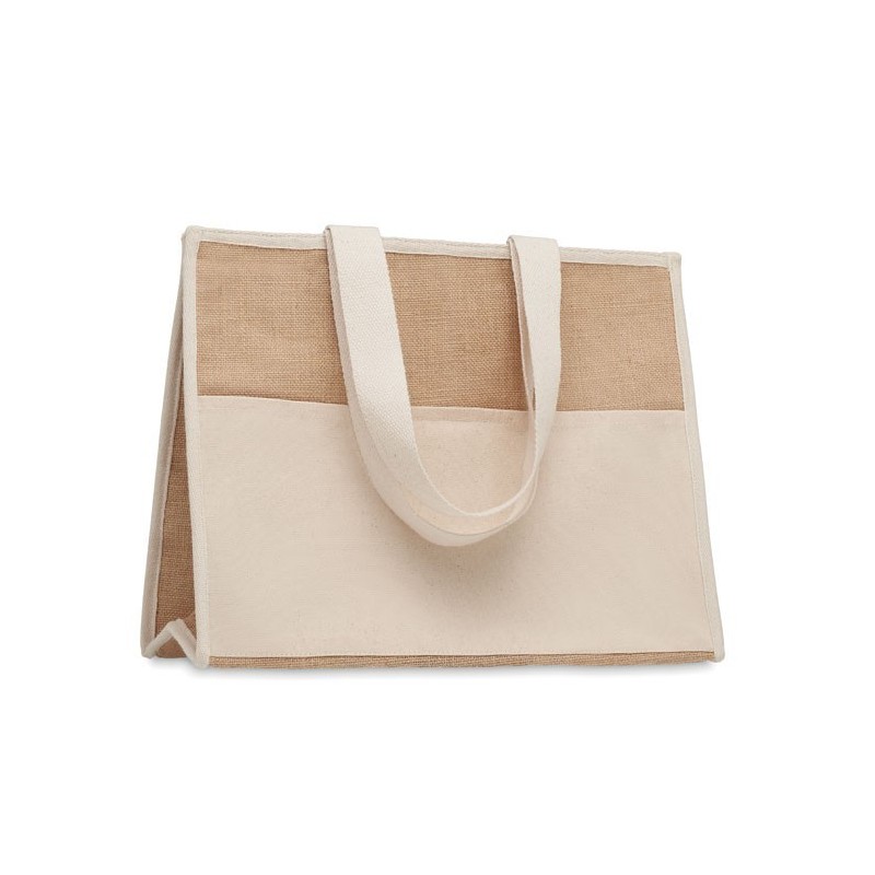 Sac shopping en toile et juteCouleur:Beige