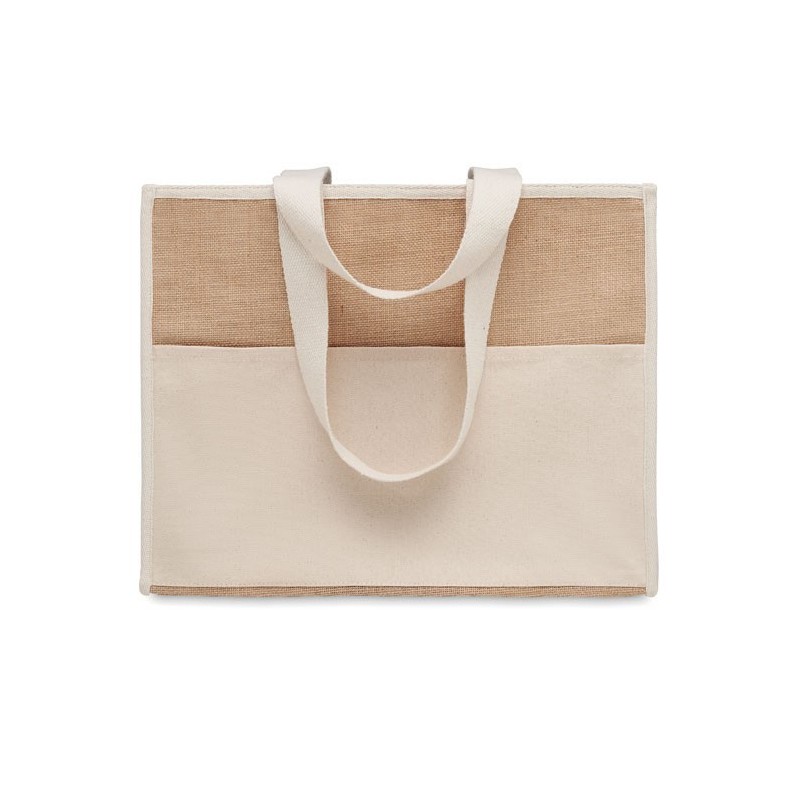 Sac shopping en toile et juteCouleur:Beige