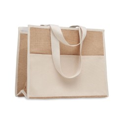 Sac shopping en toile et juteCouleur:Beige