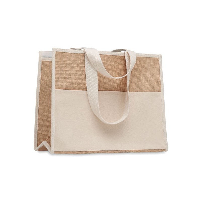 Sac shopping en toile et juteCouleur:Beige