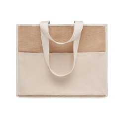 Sac shopping en toile et juteCouleur:Beige