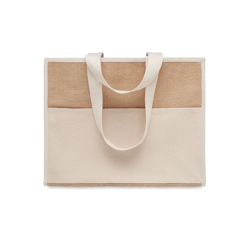 Sac shopping en toile et juteCouleur:Beige