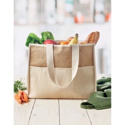 Sac shopping en toile et juteCouleur:Beige