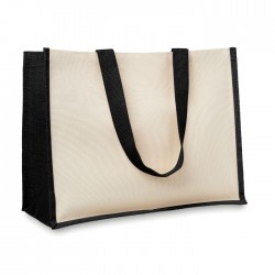 Sac shopping en jute et toile Couleur:Black