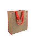 Shopper avec soufflet en papier avec intérieur en PP 140 g/m2, anses longues Couleur:Rouge