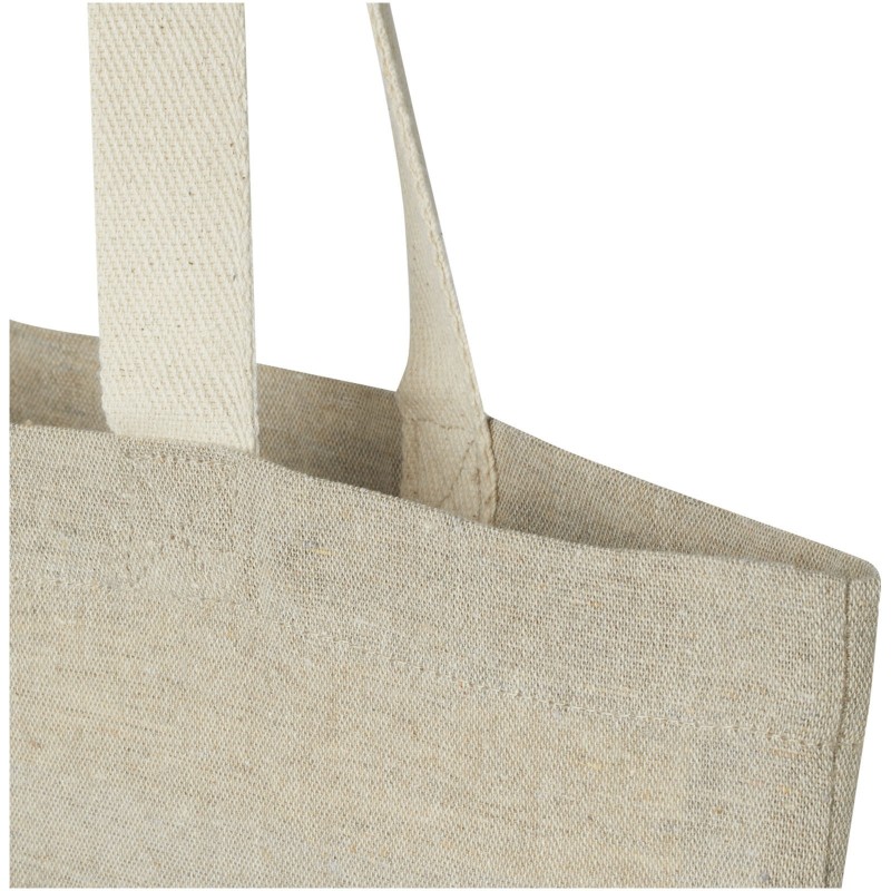 Sac shopping Pheebs en coton recyclé 150 g/m² de 9 l avec poche avantCouleur:Naturel et noir chiné