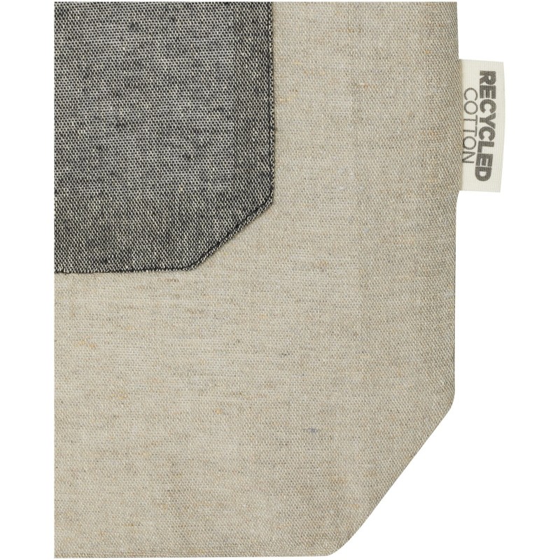 Sac shopping Pheebs en coton recyclé 150 g/m² de 9 l avec poche avantCouleur:Naturel et noir chiné