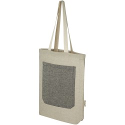 Sac shopping Pheebs en coton recyclé 150 g/m² de 9 l avec poche avantCouleur:Naturel et noir chiné