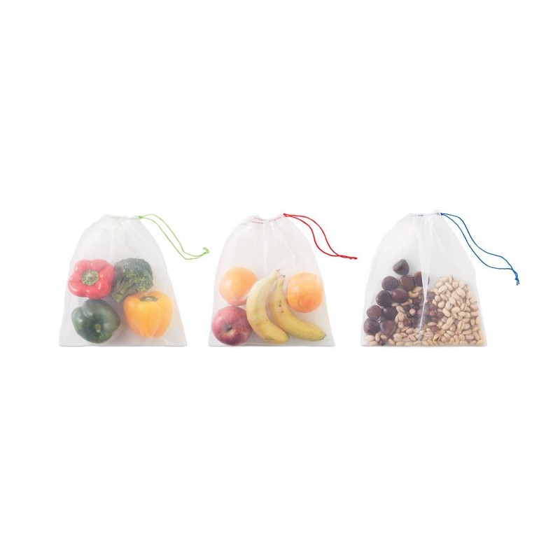 Lot de 3 sacs  en RPET VEGGIE SET RPET Couleur:Blanc