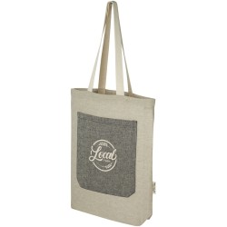 Sac shopping Pheebs en coton recyclé 150 g/m² de 9 l avec poche avantCouleur:Naturel et noir chiné