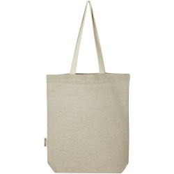 Sac shopping Pheebs en coton recyclé 150 g/m² de 9 l avec poche avantCouleur:Naturel et noir chiné
