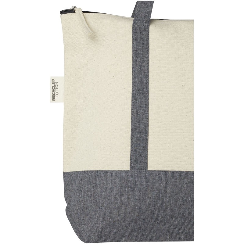 Sac shopping à fermeture éclair 10 L en coton recyclé 320 g/m² ReposeCouleur:Naturel et gris