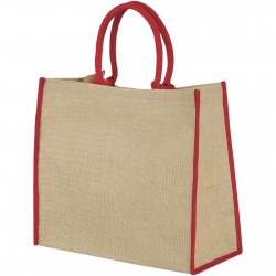 Grand sac shopping en jute Harry Couleur:Naturel, Rouge