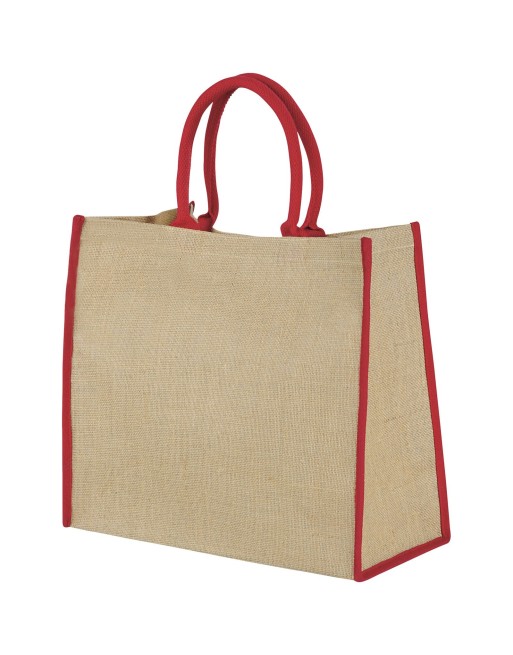 Grand sac shopping en jute Harry Couleur:Naturel, Rouge