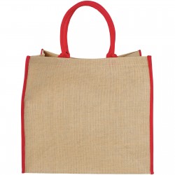 Grand sac shopping en jute Harry Couleur:Naturel, Rouge