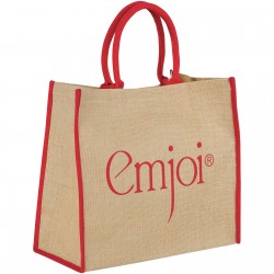 Grand sac shopping en jute Harry Couleur:Naturel, Rouge