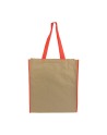 Shopper avec soufflet en papier avec intérieur en PP 140 g/m2, anses longues Couleur:Rouge