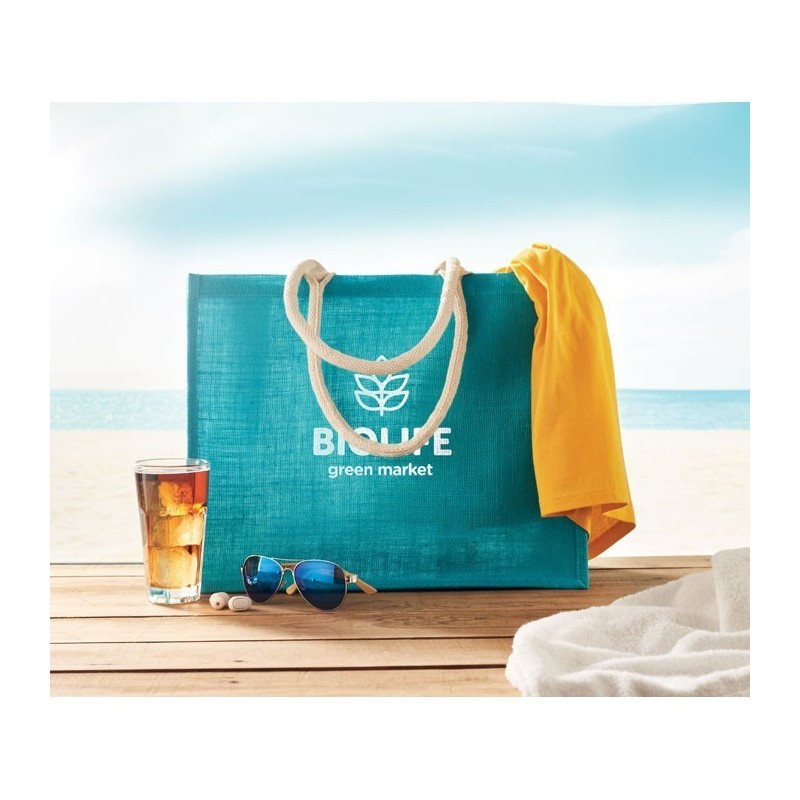 Sac shopping en juteCouleur:turquoise