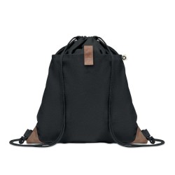 Sac à cordon en coton recyclé Couleur:Noir