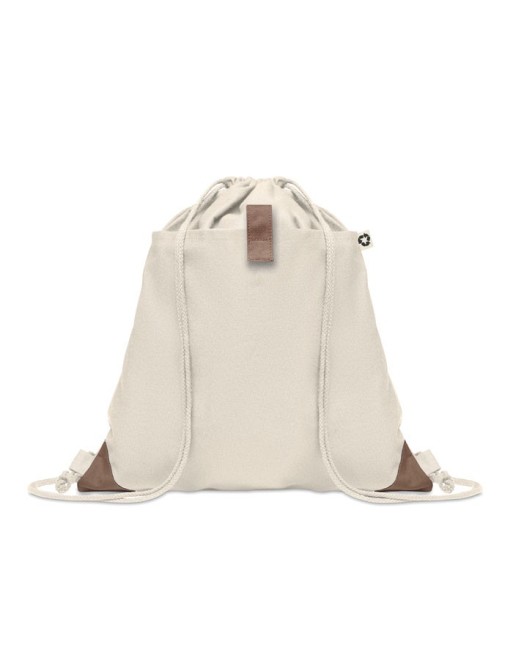 Sac à cordon en coton recyclé Couleur:Beige