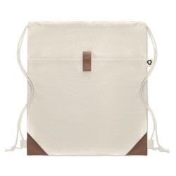 Sac à cordon en coton recyclé Couleur:Beige