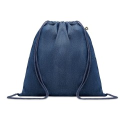 Sac à cordon en denim recyclé Couleur:Bleu