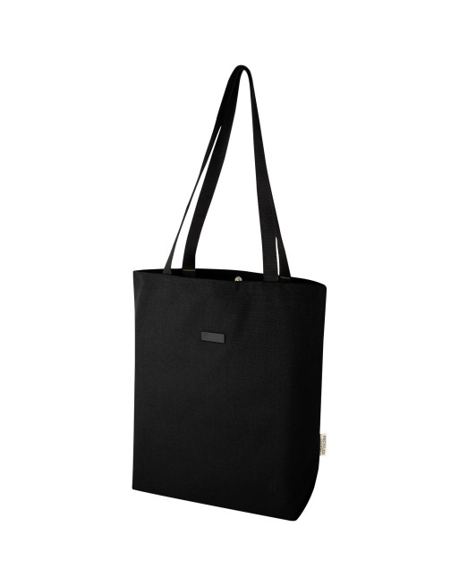 Sac shopping Joey de 14 L  en toile recyclée GRS Couleur:Noir