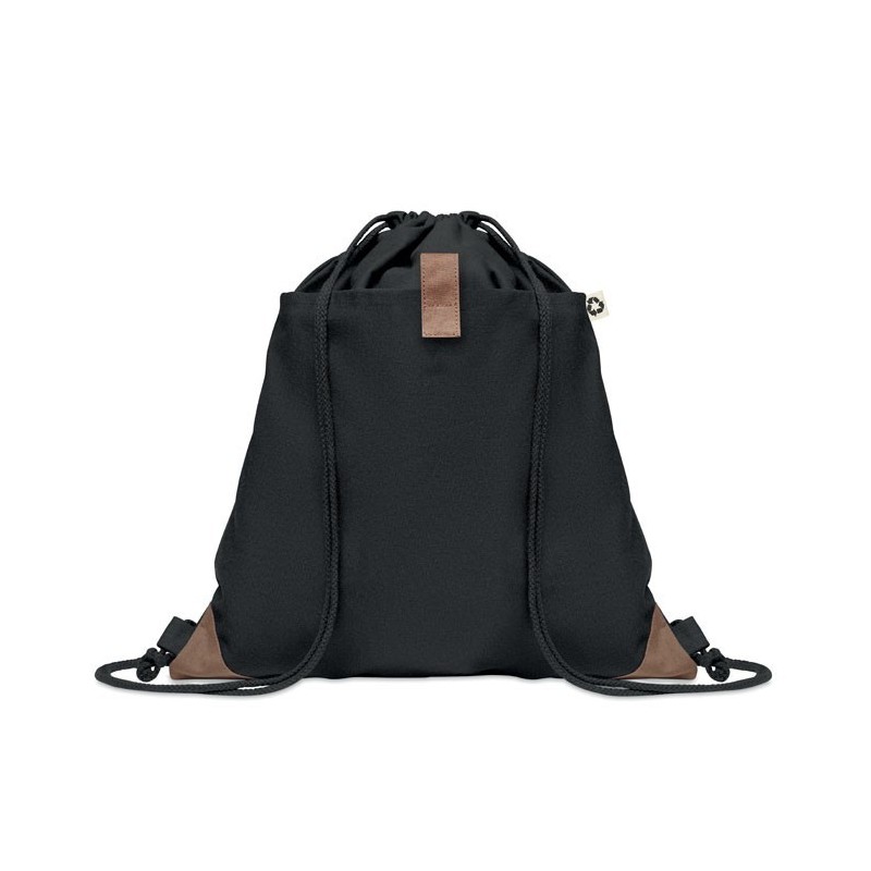 Sac à cordon en coton recycléCouleur:Noir