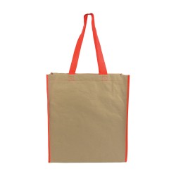 Shopper avec soufflet en papier avec intérieur en PP 140 g/m2, anses longuesCouleur:Rouge