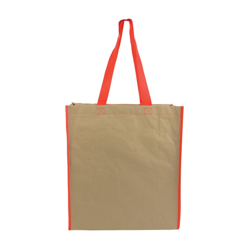 Shopper avec soufflet en papier avec intérieur en PP 140 g/m2, anses longuesCouleur:Rouge